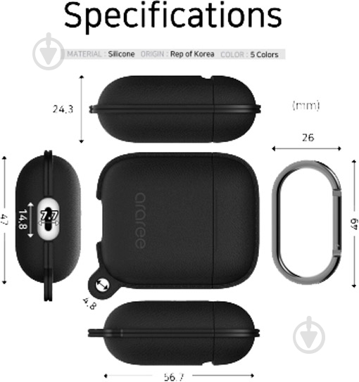 Чехол для наушников Araree Pops Apple AirPods black - фото 8 Чехол для наушников Araree Pops Apple AirPods black - фото 8
