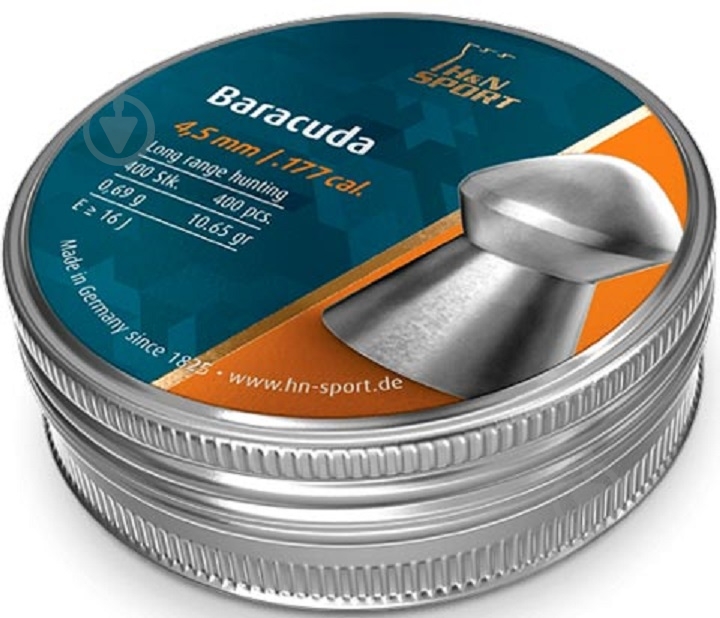 Пули пневматические H&N Baracuda 4,5 мм 0,69 г 400 шт. - фото 1 Пули пневматические H&N Baracuda 4,5 мм 0,69 г 400 шт. - фото 1
