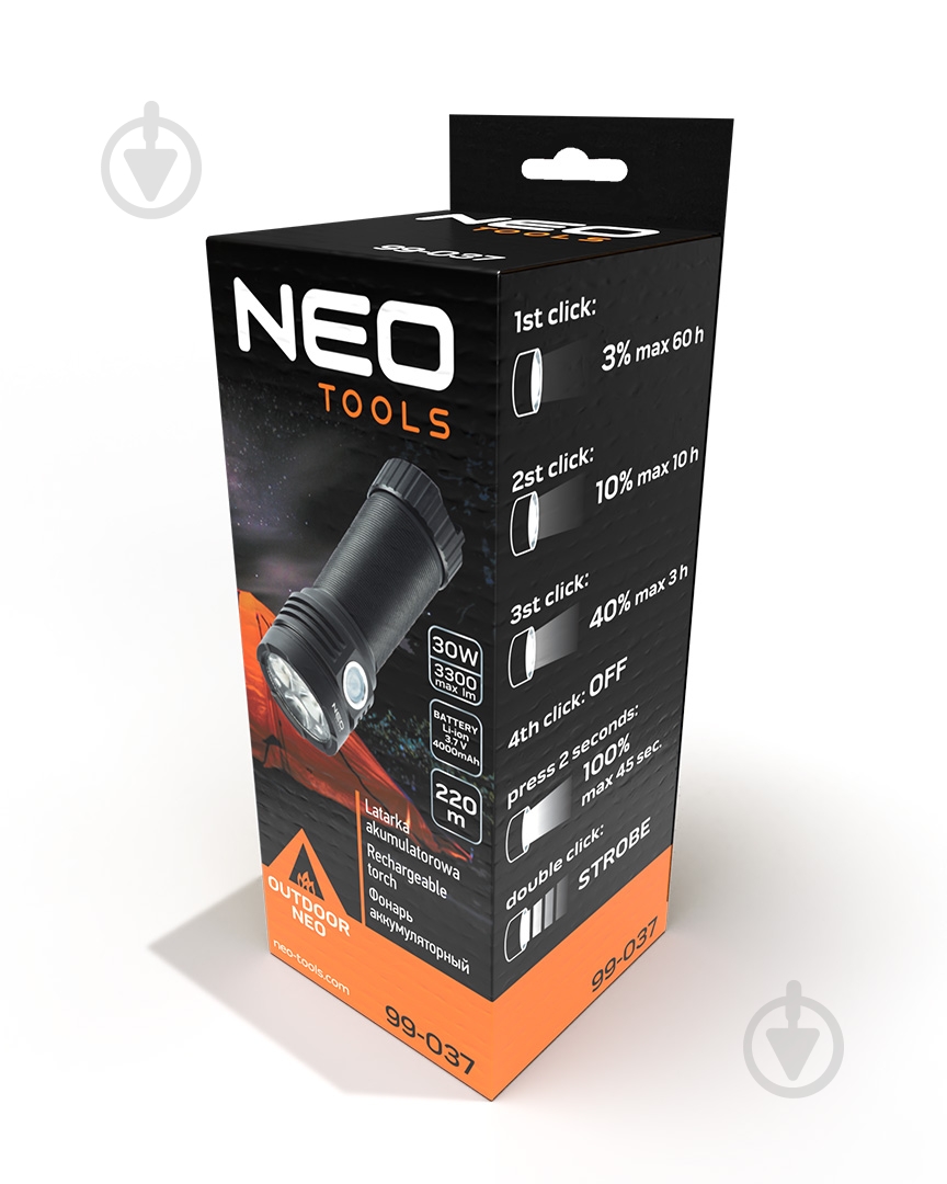 Ліхтар NEO tools USB OSRAM P9 LED 30Вт (99-037) чорний - фото 9