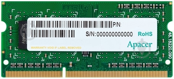 Оперативная память Apacer SODIMM DDR3 4 GB (1x4GB) 1600 MHz (DS.04G2K.KAM) - фото 1 Оперативная память Apacer SODIMM DDR3 4 GB (1x4GB) 1600 MHz (DS.04G2K.KAM) - фото 1