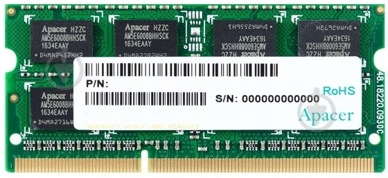 Оперативная память Apacer SODIMM DDR3 8 GB (1x8GB) 1600 MHz (DS.08G2K.KAM) - фото 1 Оперативная память Apacer SODIMM DDR3 8 GB (1x8GB) 1600 MHz (DS.08G2K.KAM) - фото 1