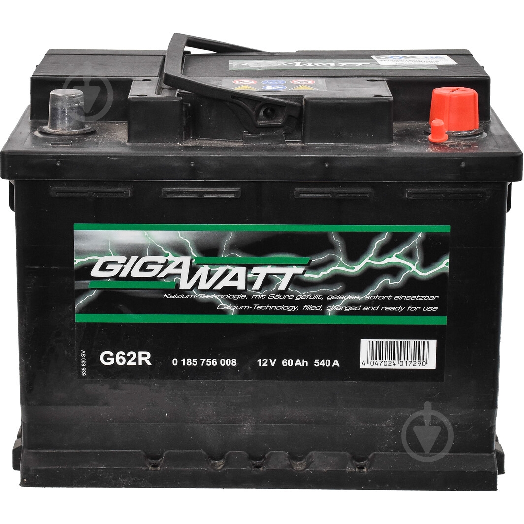 Аккумулятор автомобильный GIGAWATT 60Ah 540A 12V 0185756008 «+» справа (GW 0185756008) - фото 2