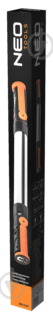 Фонарь NEO tools инспекционный 2х350 люмен, 2х45 Вт, USB, 2х2200 мАч, 3.7 Li-ion, SMD LED, 6 магнитов в подставке (99-047) 700 Lm черный 99-047 - фото 9