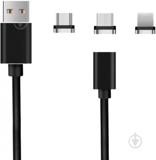 Дата-кабель XoKo USB 2.0 AM – Lightning/Micro 5P/Type–C 1 м black (SC-360MGNT-BK) - фото 1