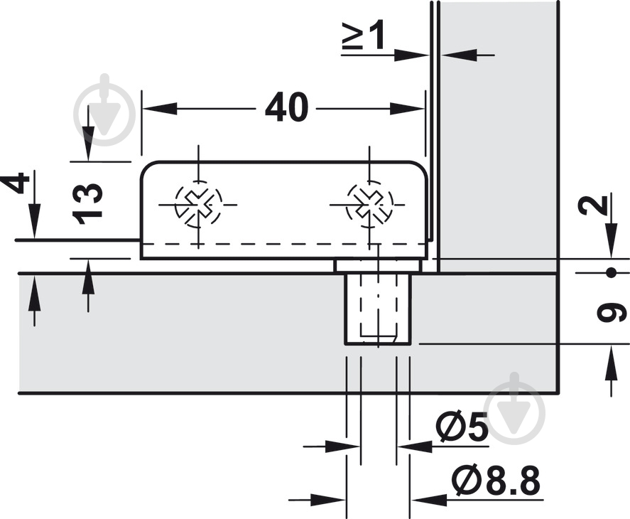 Петля для стекла Hafele 40х13 мм 361.42.202 2 шт - фото 5