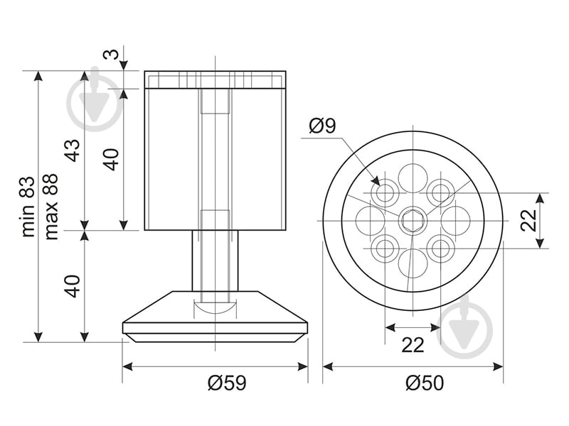 Мебельная ножка DC NL07 AL хром - фото 2