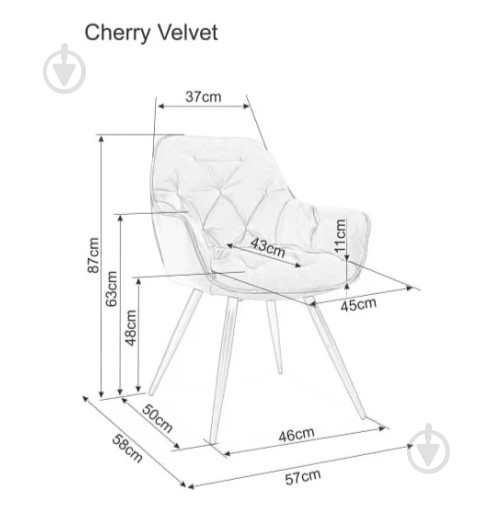 Стул обеденный Signal Meble CHERRY бархат серый / черный - фото 2