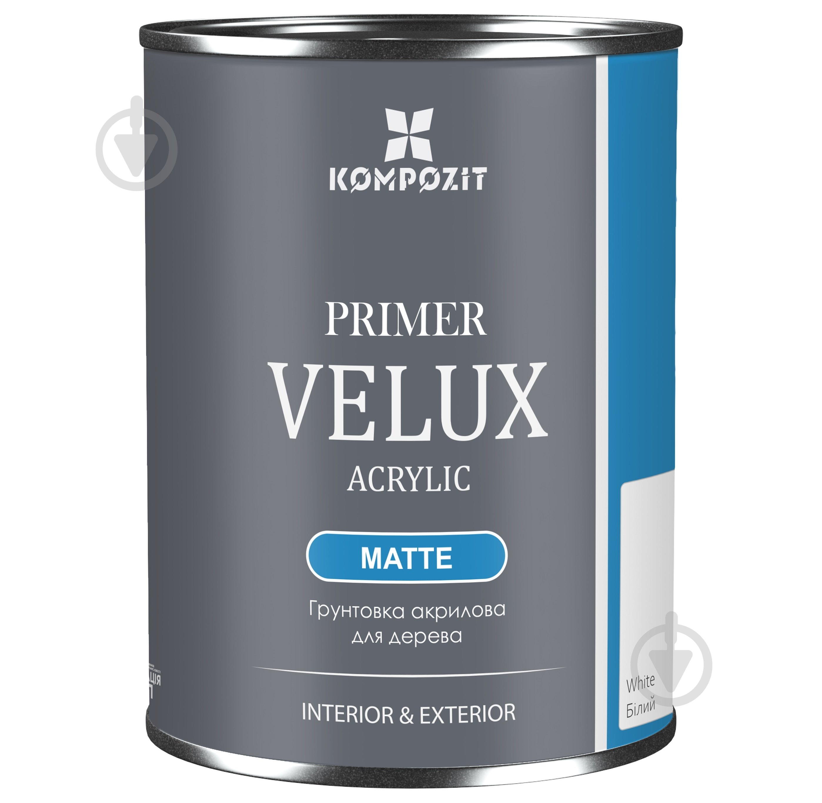 Грунтовка для дерева Kompozit Velux белая мат 0,75 л - фото 1