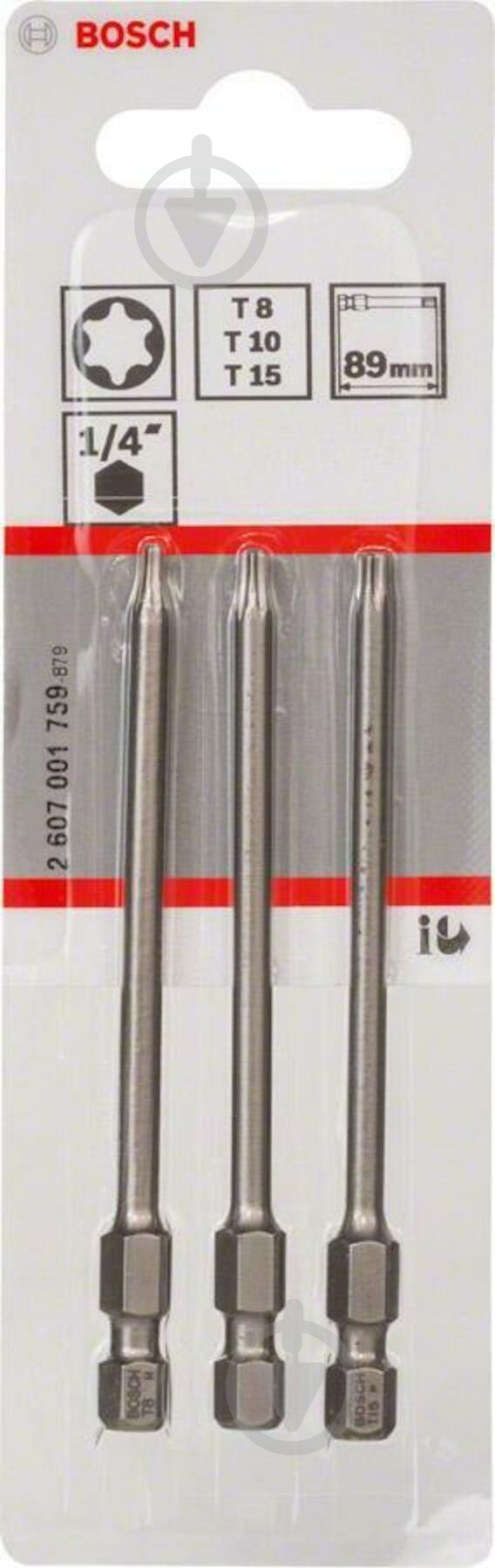 Бита Bosch Extra Hard 89 мм T8/10/15 3 шт. 2607001759 - фото 2