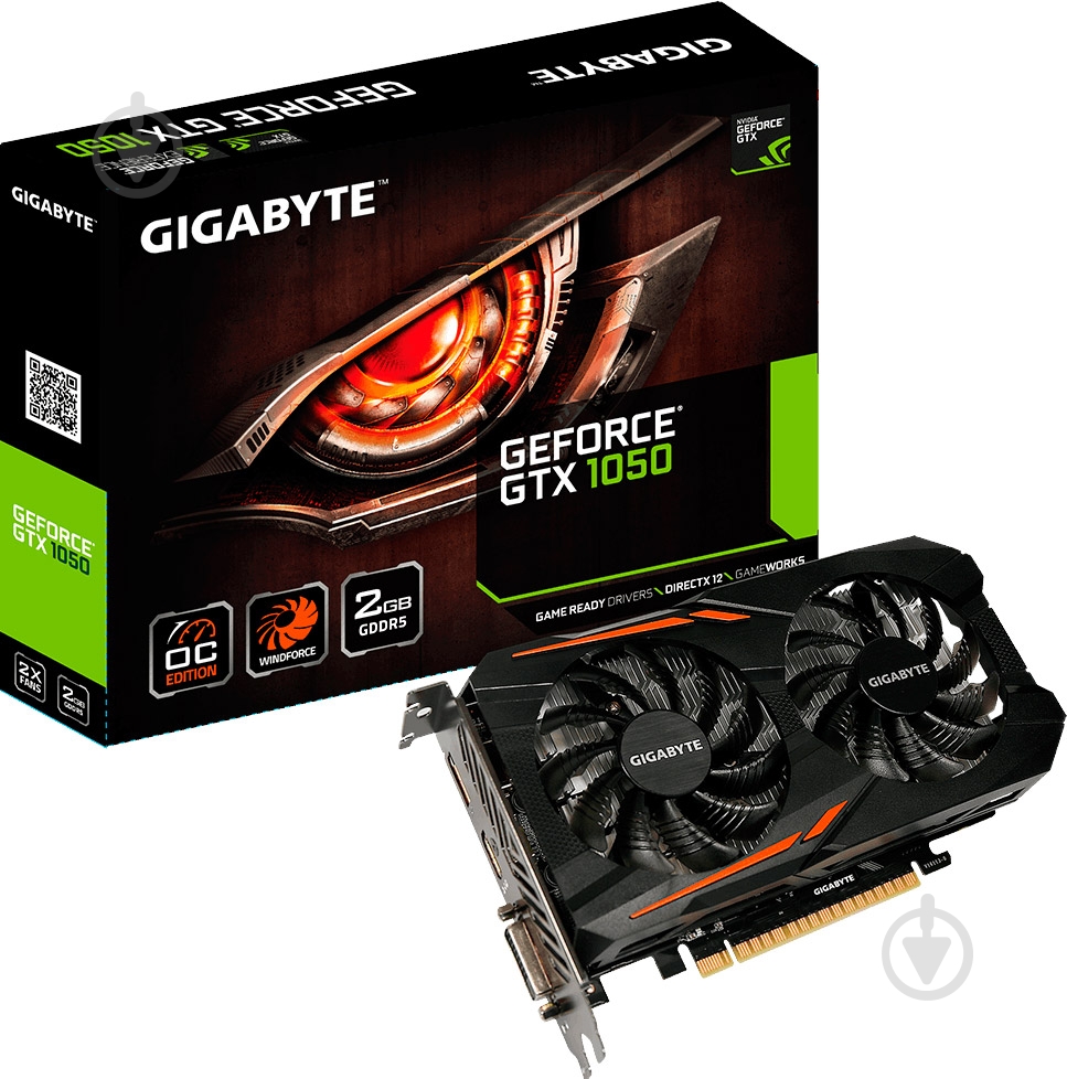 Відеокарта Gigabyte GeForce GTX 1050 OC 2GB GDDR5 128bit (GV-N1050OC-2GD) - фото 5 Відеокарта Gigabyte GeForce GTX 1050 OC 2GB GDDR5 128bit (GV-N1050OC-2GD) - фото 5