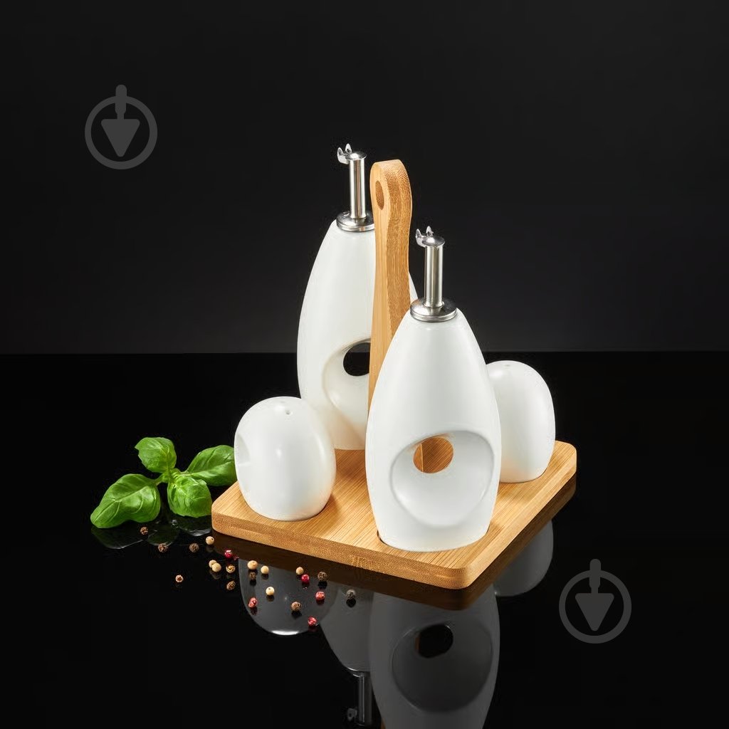 Набір для солі, перцю та соусу Ambition NATURAL на підставці 44014 - фото 2 Набір для солі, перцю та соусу Ambition NATURAL на підставці 44014 - фото 2