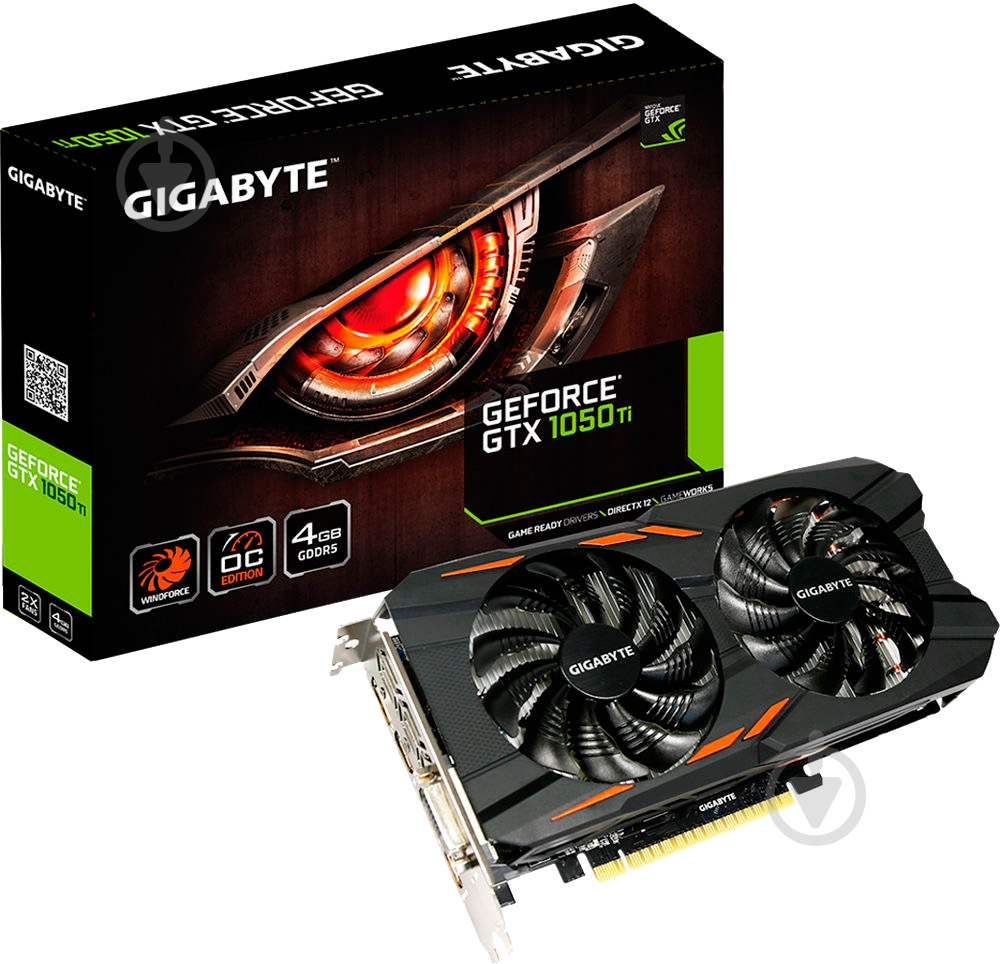 Видеокарта Gigabyte GeForce GTX 1050 Ti WindForce OC 4GB GDDR5 128bit (GV-N105TWF2OC-4GD) - фото 6 Видеокарта Gigabyte GeForce GTX 1050 Ti WindForce OC 4GB GDDR5 128bit (GV-N105TWF2OC-4GD) - фото 6