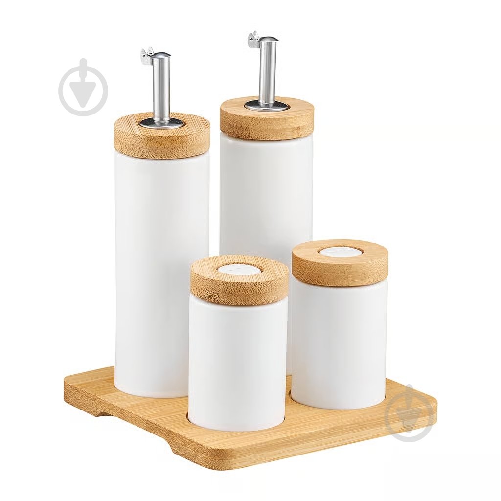 Набор для соли, перца и соуса Ambition NATURAL на подставке 44013 - фото 1