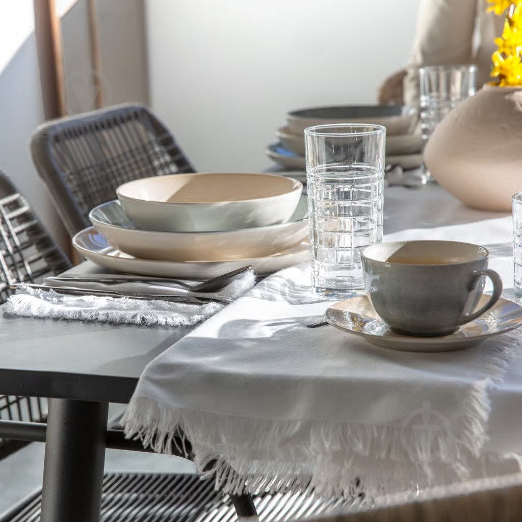 Тарілка десертна Ambition Aqua, 20см, синьо-сіра - фото 3 Тарілка десертна Ambition Aqua, 20см, синьо-сіра - фото 3