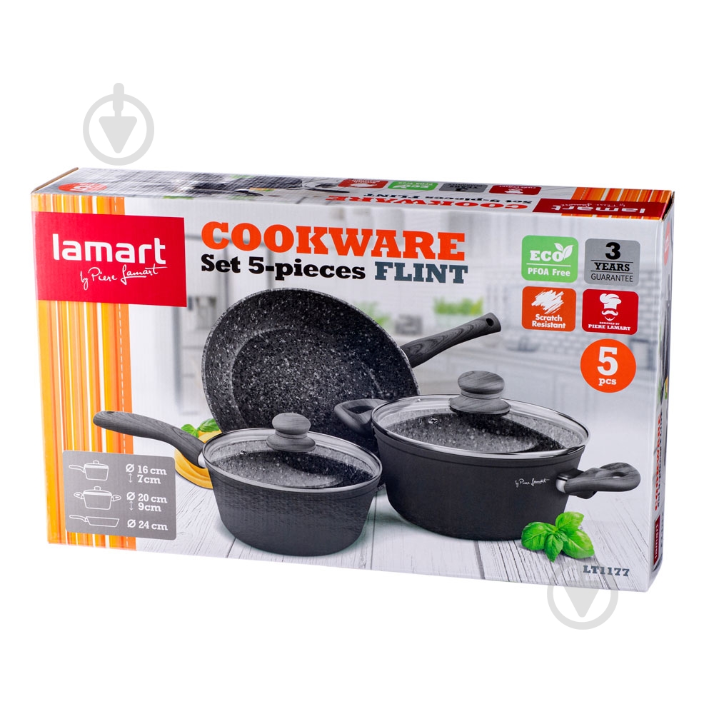 Набір посуду Lamart Flint 5 предметів LT1177 - фото 3 Набір посуду Lamart Flint 5 предметів LT1177 - фото 3