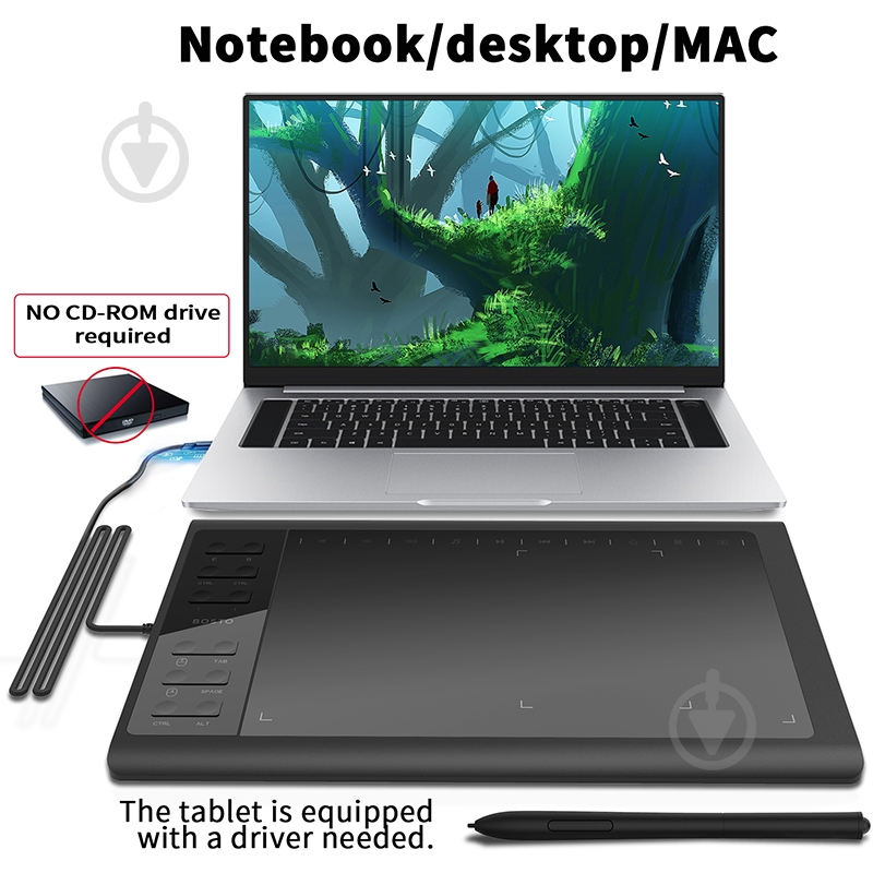Планшет графический Bosto 1060 PLUS 10,6" B1060PLUS black - фото 4 Планшет графический Bosto 1060 PLUS 10,6" B1060PLUS black - фото 4