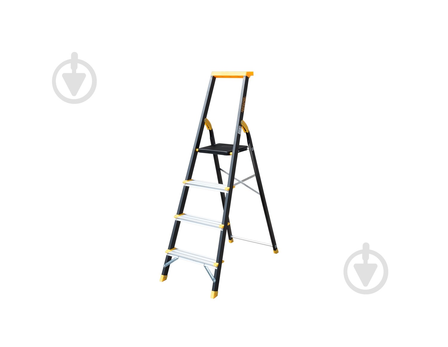 Лестница-стремянка MasterTool сталь+алюминий 4 ступени h-846 мм max 150 кг (79-1204) - фото 1 Лестница-стремянка MasterTool сталь+алюминий 4 ступени h-846 мм max 150 кг (79-1204) - фото 1