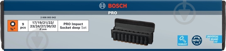 Набор головок ¾" Bosch PRO Deep 9 шт. 2608003042 - фото 4 Набор головок ¾" Bosch PRO Deep 9 шт. 2608003042 - фото 4