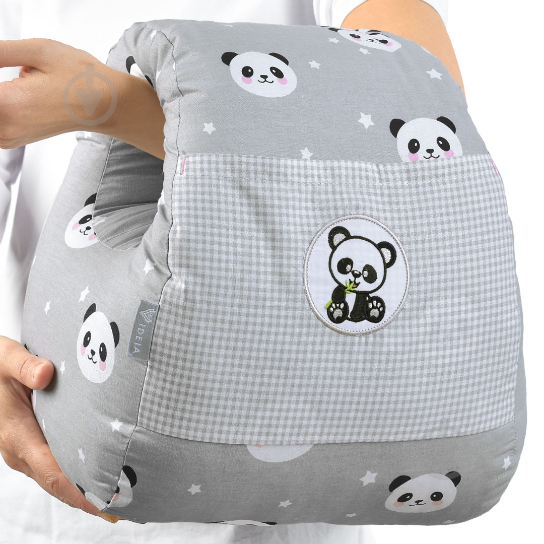 Подушка для кормления Mini Панда 30х28х30 см серая IDEIA - фото 3