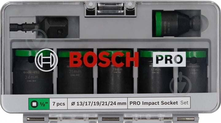 Набор головок 1/2" Bosch PRO Standart 7 шт. 2608003032 - фото 2 Набор головок 1/2" Bosch PRO Standart 7 шт. 2608003032 - фото 2
