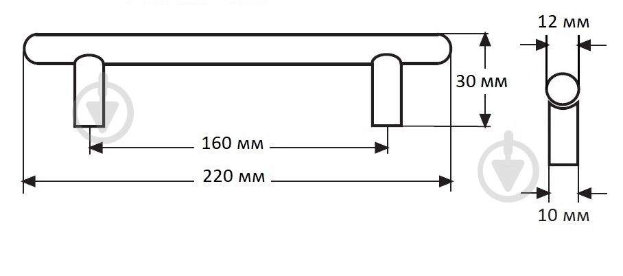 Меблева ручка рейлінгова DC DR 10A G1 160 мм 106945 чорний матовий - фото 4