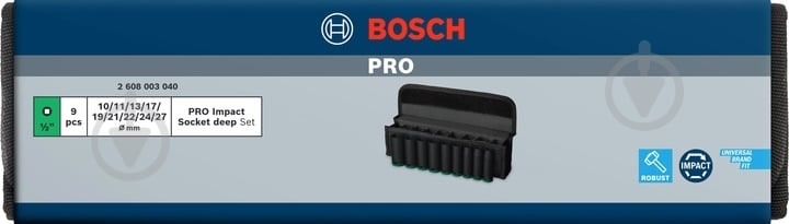 Набор головок 1/2" Bosch PRO Deep 9 шт. 2608003040 - фото 4 Набор головок 1/2" Bosch PRO Deep 9 шт. 2608003040 - фото 4
