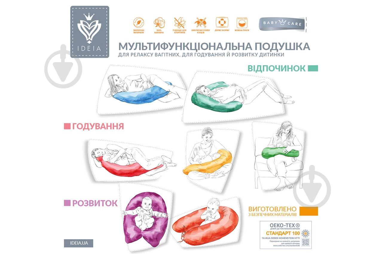 Подушка для кормления Эконом 30х170 см Бирюза IDEIA - фото 7