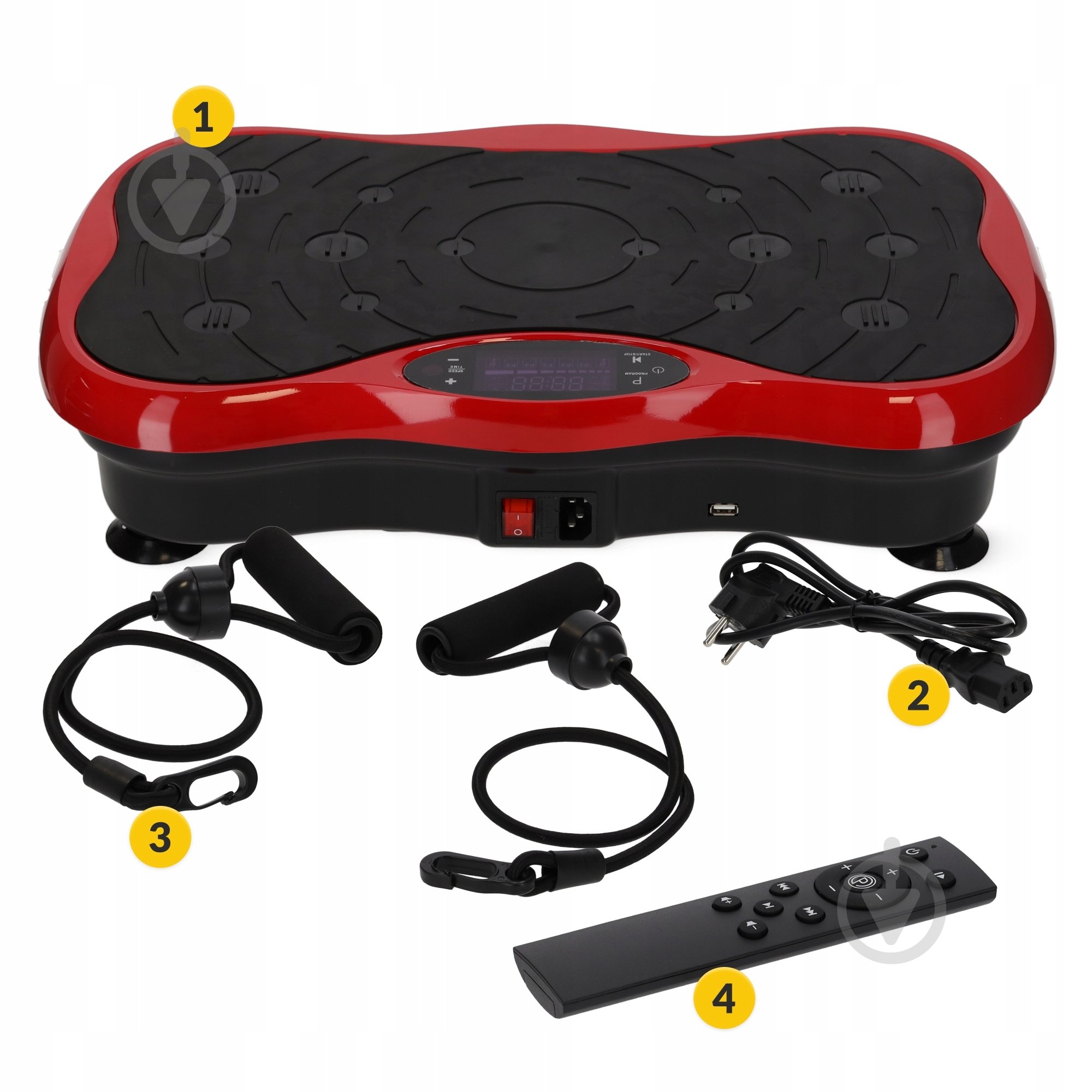 Тренажер 4fizjo віброплатформа для тренувань Ultra+ з пультом та еспандерами Black/Red (P-5905973401531) - фото 14
