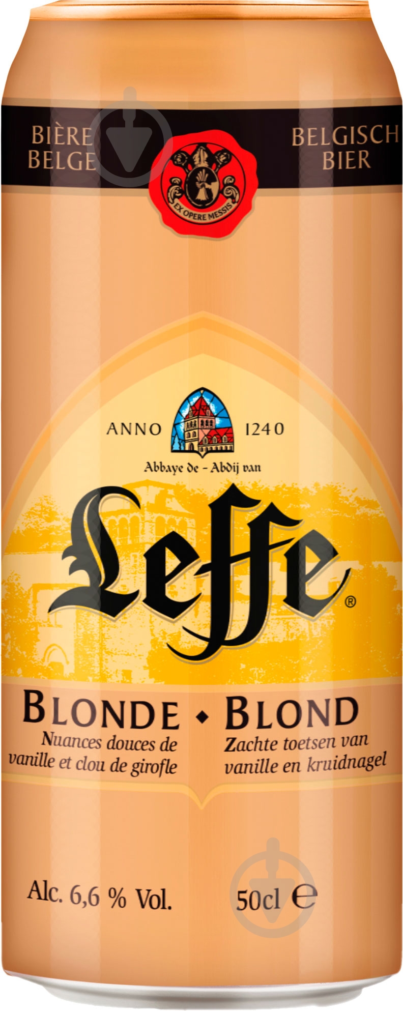 Пиво Leffe Blonde светлое фильтрованное ж/б 6,4% 0,5 л - фото 1