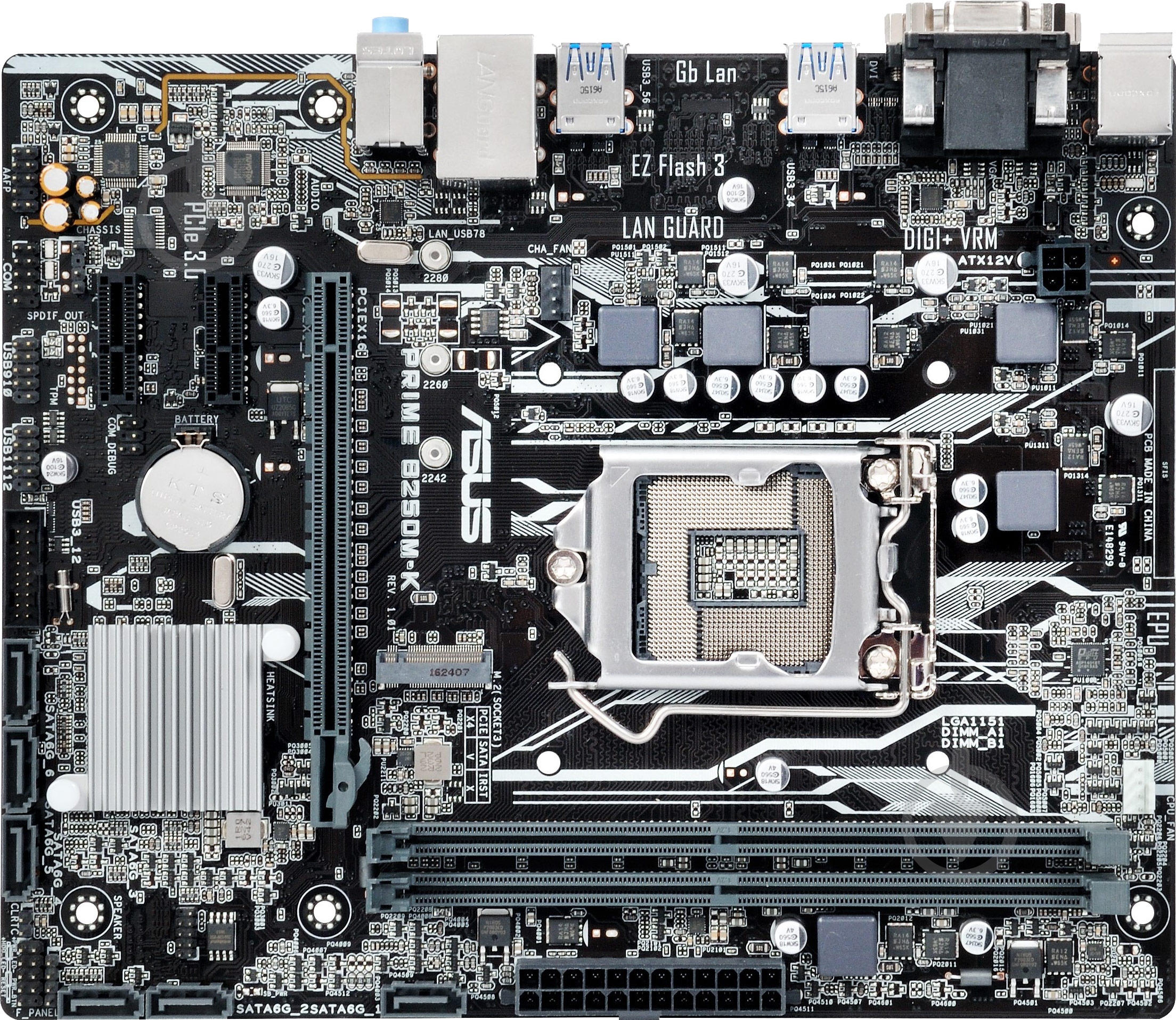 Материнская плата Asus PRIME_B250M-K (Socket 1151, Intel B250, mirco ATX) - фото 1