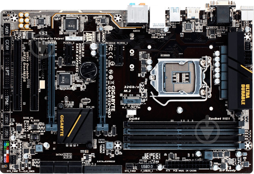 Материнская плата Gigabyte GA-B150-HD3 (Socket 1151, Intel B150, ATX) - фото 1 Материнская плата Gigabyte GA-B150-HD3 (Socket 1151, Intel B150, ATX) - фото 1
