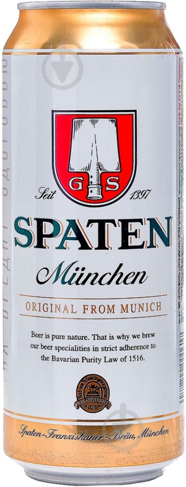Пиво Spaten Munchen светлое фильтрованное ж/б 5,2% 0,5 л - фото 1 Пиво Spaten Munchen светлое фильтрованное ж/б 5,2% 0,5 л - фото 1