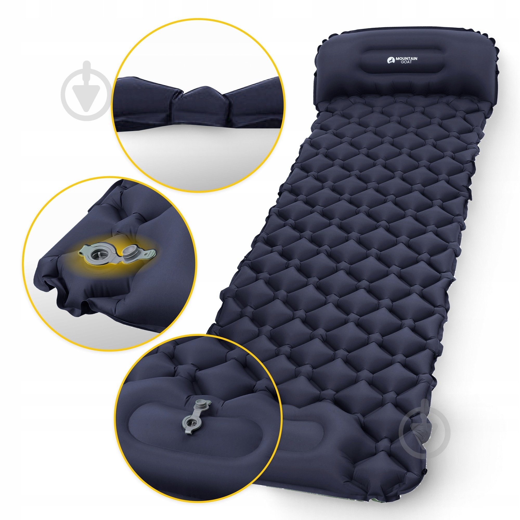 Каремат Mountain Goat з вбудованим насососм Navy Blue (P-5905973400916) MG0009 190x58 см чорно-синій - фото 7 Каремат Mountain Goat з вбудованим насососм Navy Blue (P-5905973400916) MG0009 190x58 см чорно-синій - фото 7