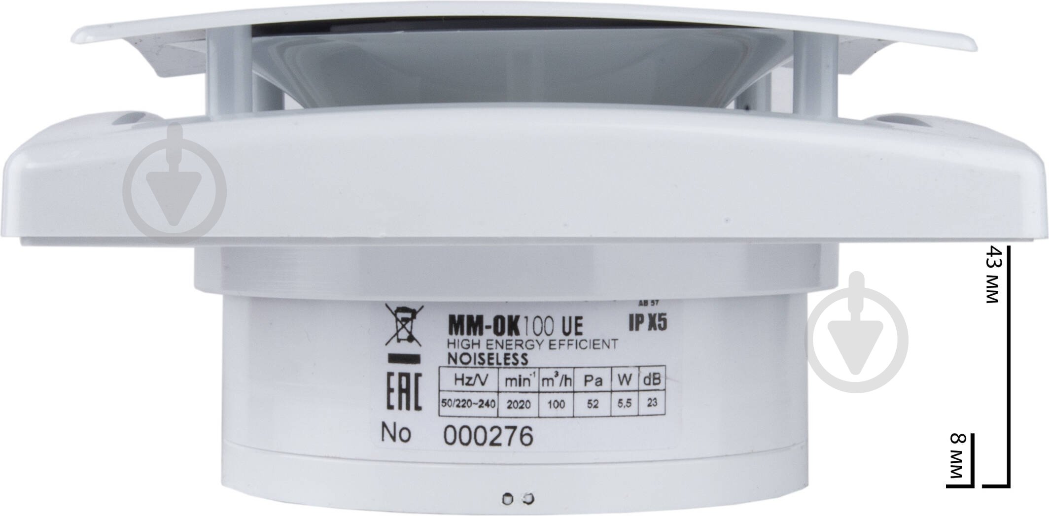 Вентилятор MMotors MM-OK 100 UE белый сверхтонкий - фото 4