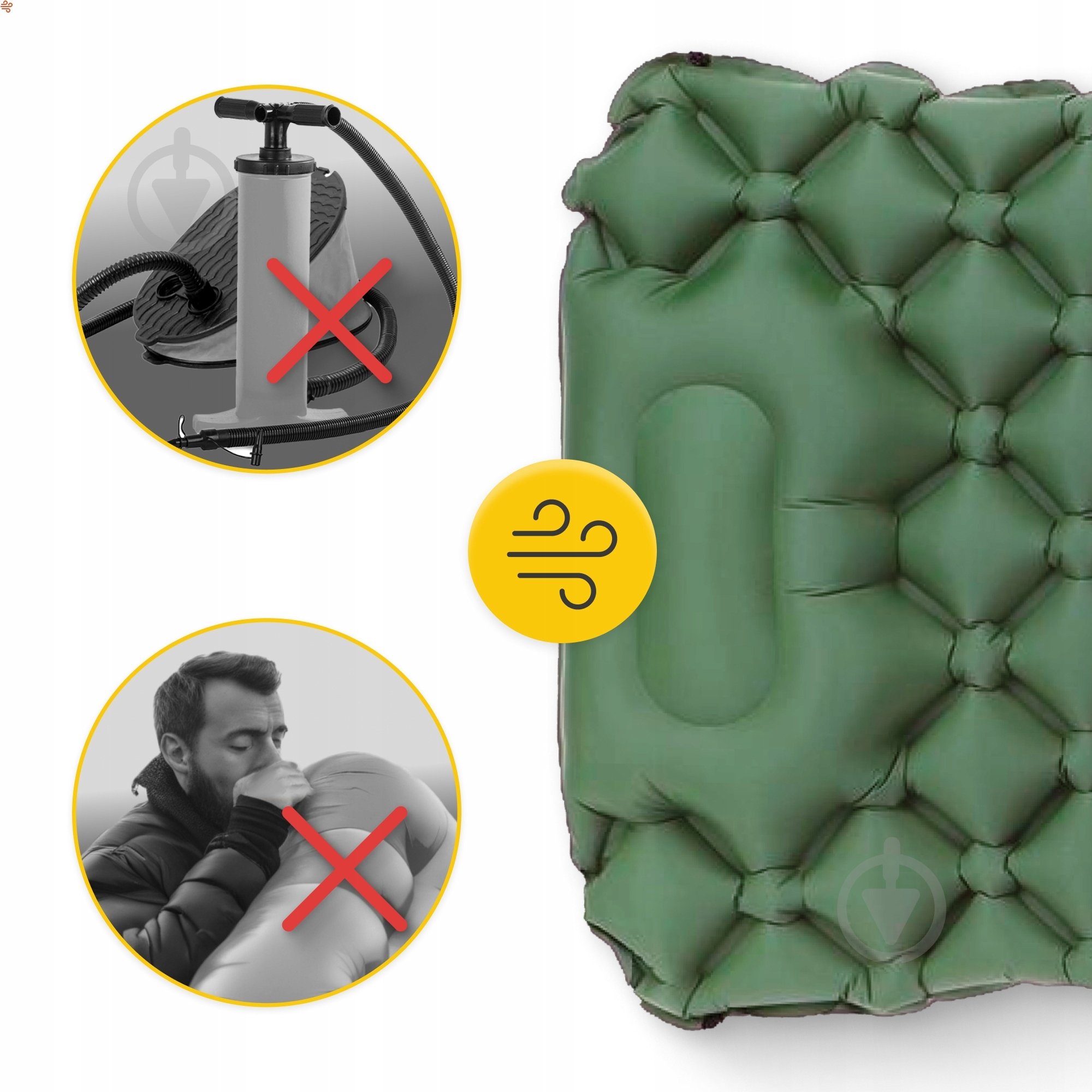 Каремат Mountain Goat со встроенным насосом Navy Green (P-5905973400909) MG0010 190x58 см зеленый - фото 3 Каремат Mountain Goat со встроенным насосом Navy Green (P-5905973400909) MG0010 190x58 см зеленый - фото 3