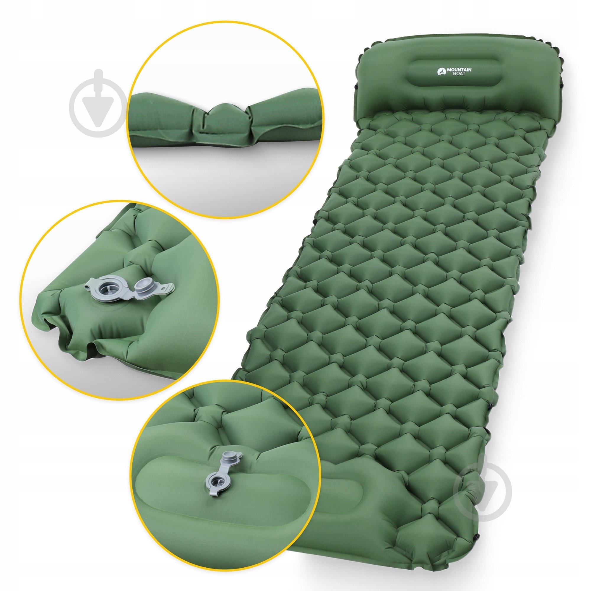 Каремат Mountain Goat со встроенным насосом Navy Green (P-5905973400909) MG0010 190x58 см зеленый - фото 4 Каремат Mountain Goat со встроенным насосом Navy Green (P-5905973400909) MG0010 190x58 см зеленый - фото 4