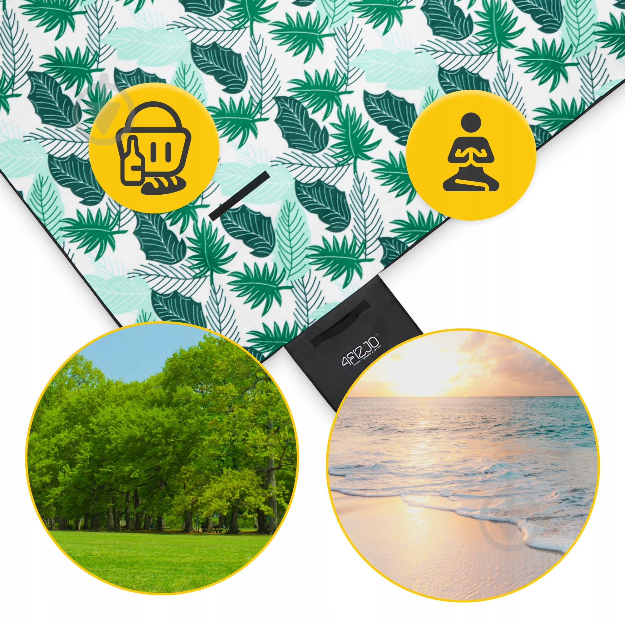 Коврик для пикника 4fizjo (P-5905973400930) 4FJ0623 200x200 см зеленый с белым - фото 14 Коврик для пикника 4fizjo (P-5905973400930) 4FJ0623 200x200 см зеленый с белым - фото 14