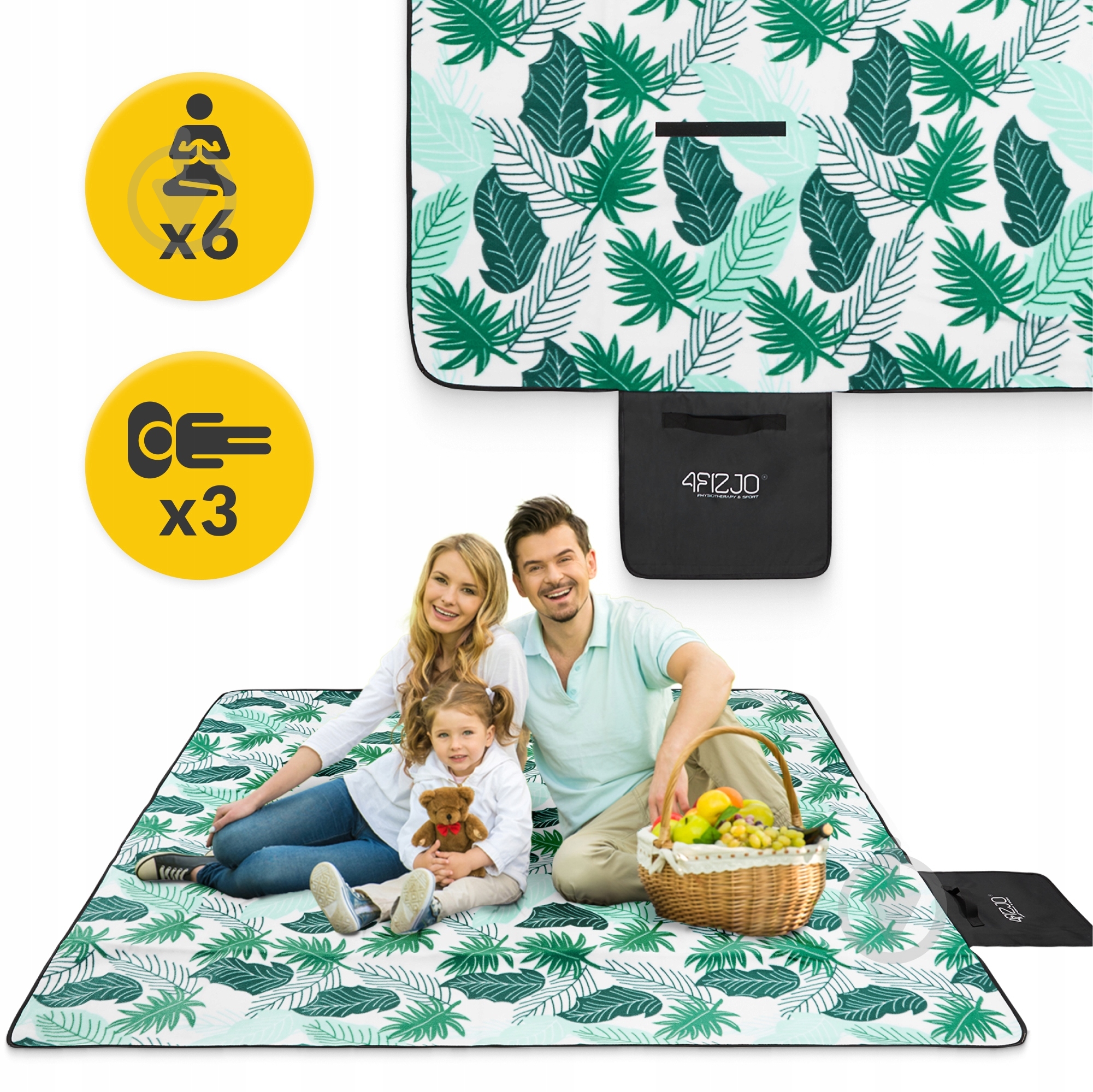 Коврик для пикника 4fizjo (P-5905973400930) 4FJ0623 200x200 см зеленый с белым - фото 3 Коврик для пикника 4fizjo (P-5905973400930) 4FJ0623 200x200 см зеленый с белым - фото 3