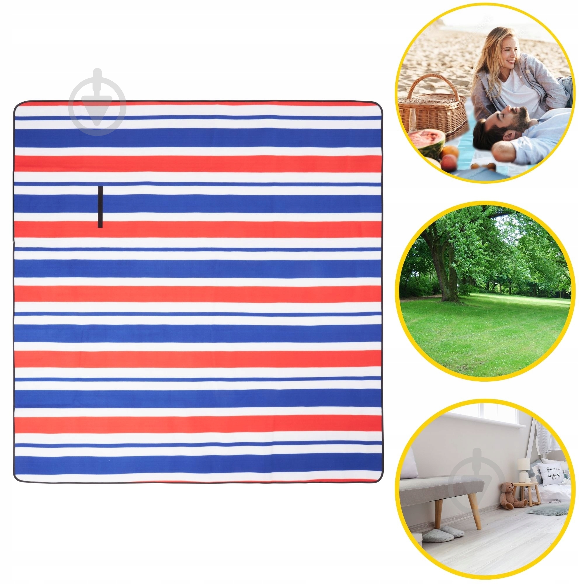 Коврик для пикника 4fizjo (P-5907739317186) 4FJ0393 200x200 см синий с красным - фото 15