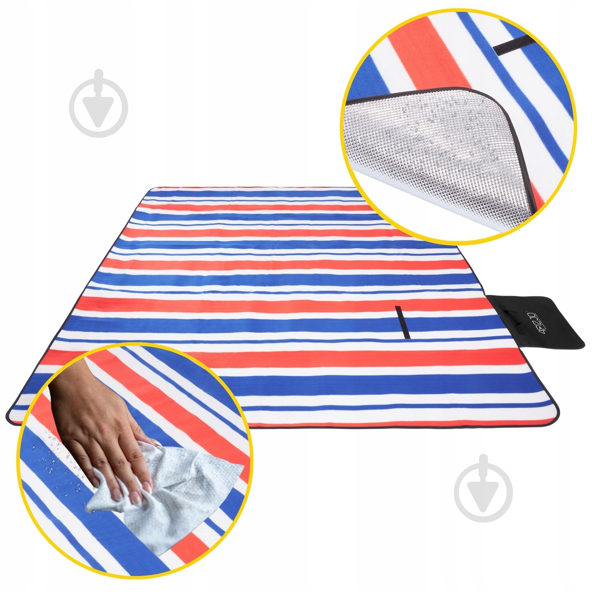 Коврик для пикника 4fizjo (P-5907739317186) 4FJ0393 200x200 см синий с красным - фото 2