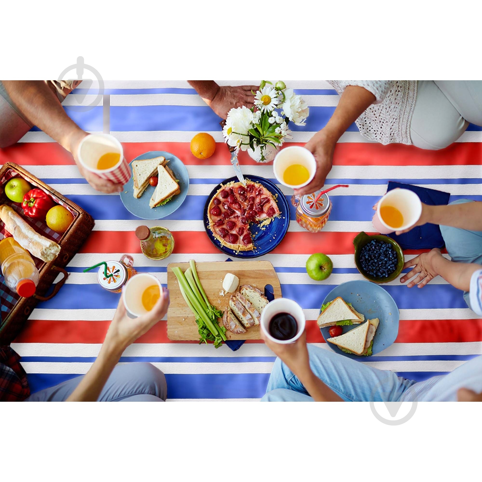 Коврик для пикника 4fizjo (P-5907739317186) 4FJ0393 200x200 см синий с красным - фото 9