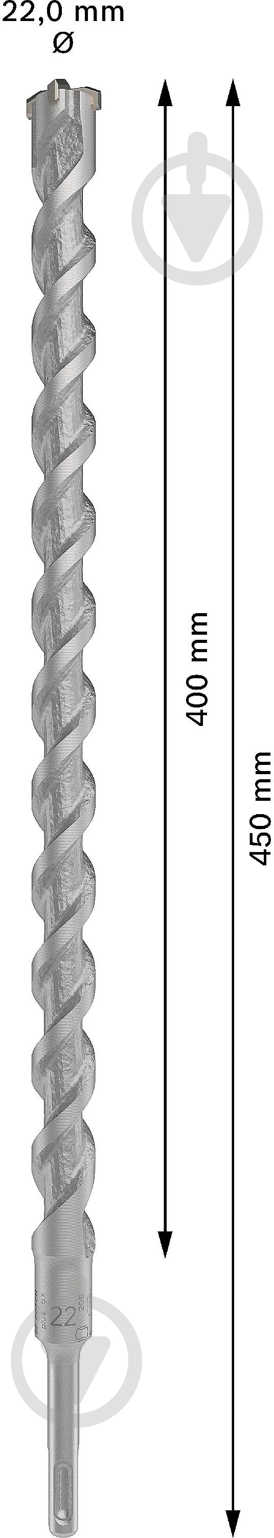 Бур Bosch 5X SDS-plus 22x400 мм 450 мм 1 шт. 2608836645 - фото 3
