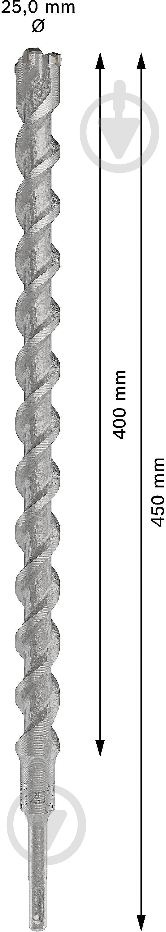 Бур Bosch 5X SDS-plus 25x400 мм 450 мм 1 шт. 2608836650 - фото 3