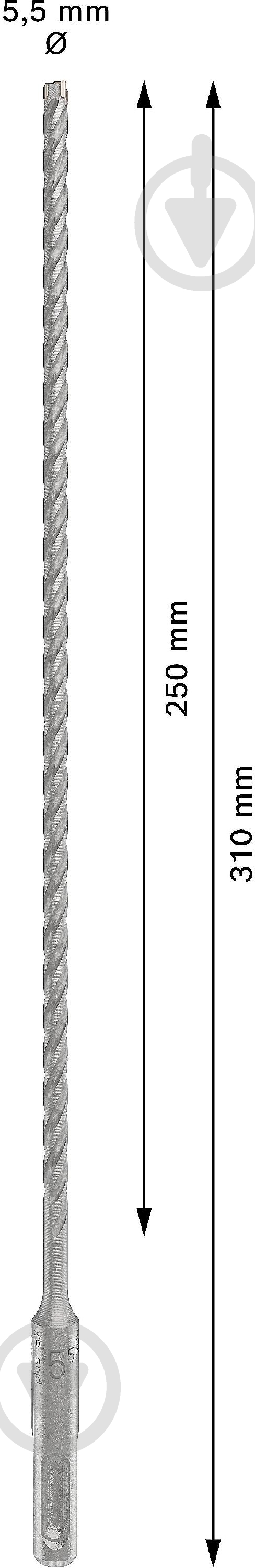 Бур Bosch 5X SDS-plus 5,5x250 мм 310 мм 1 шт. 2608836610 - фото 3