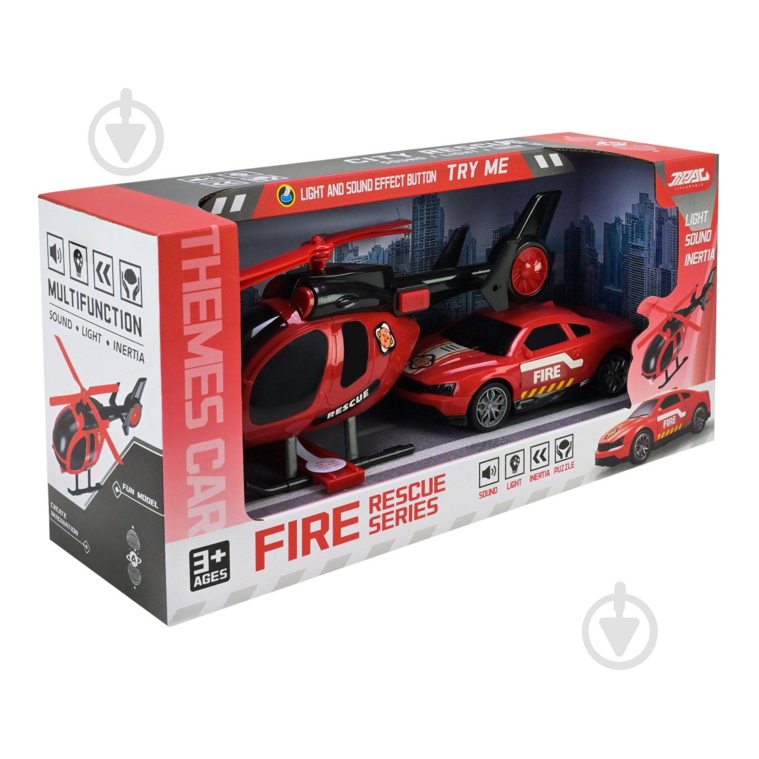 Игровой набор транспорта Shantou Пожарные службы, вертолет и машинка JP588-84A - фото 5