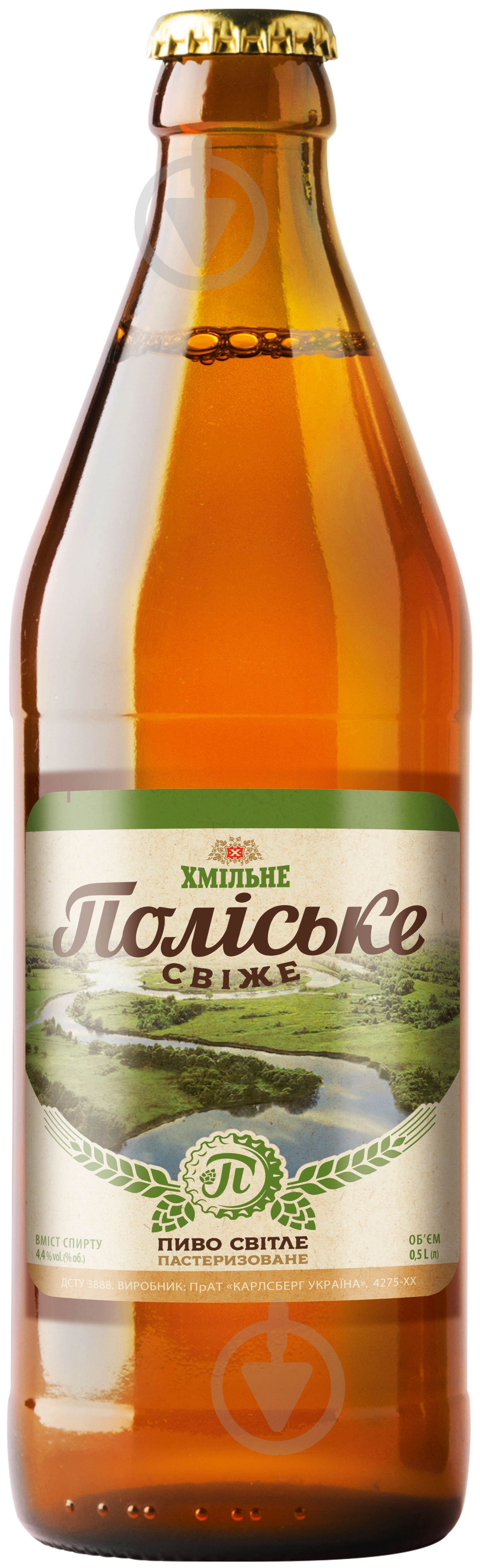 Пиво Хмельное Полесское свежее 4,4% 0,5 л - фото 1 Пиво Хмельное Полесское свежее 4,4% 0,5 л - фото 1