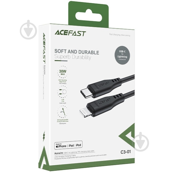 Кабель Acefast 1,2 м черный (6974316280804) - фото 3