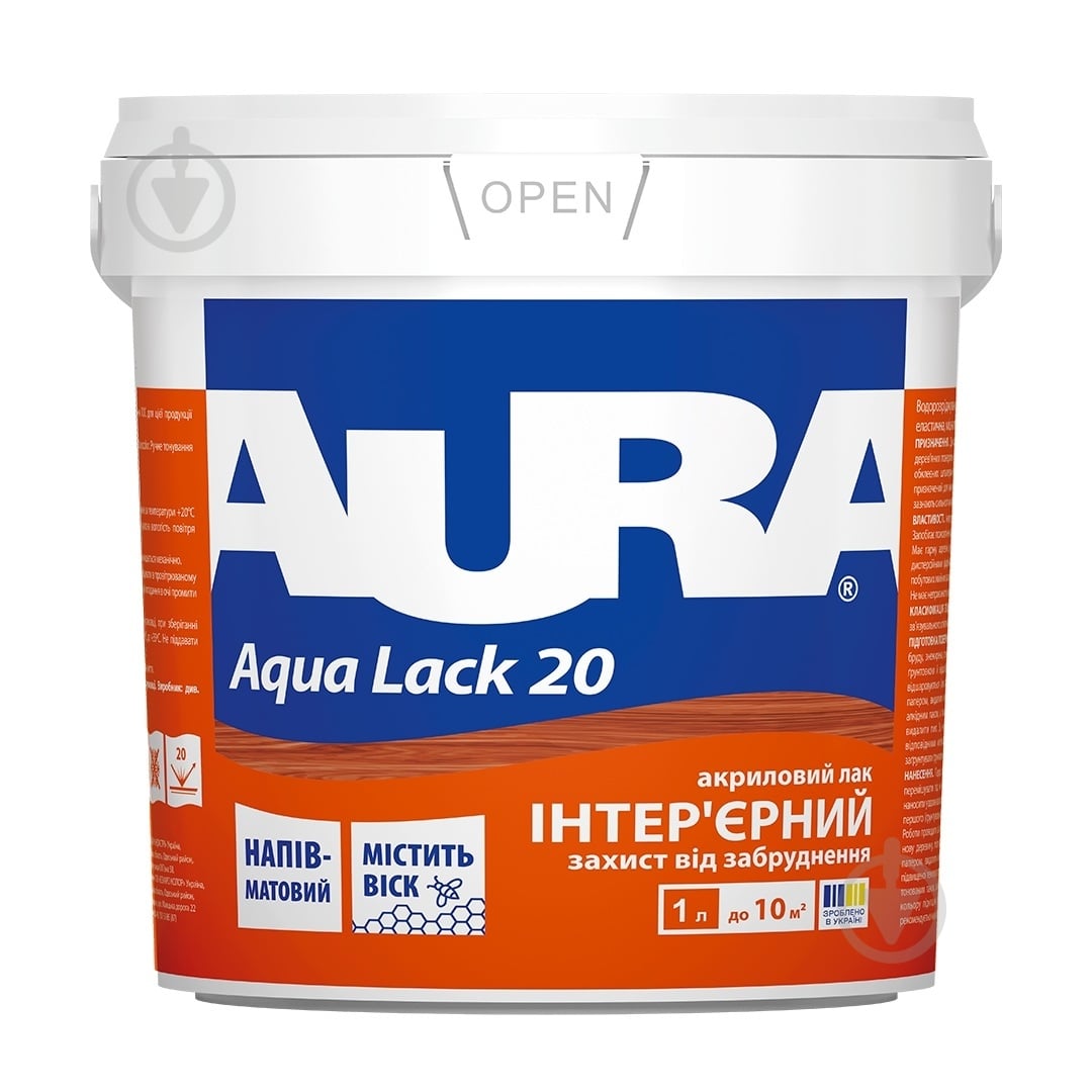 Лак интерьерный Aqua Lack 20 Aura® полумат 1 л - фото 1