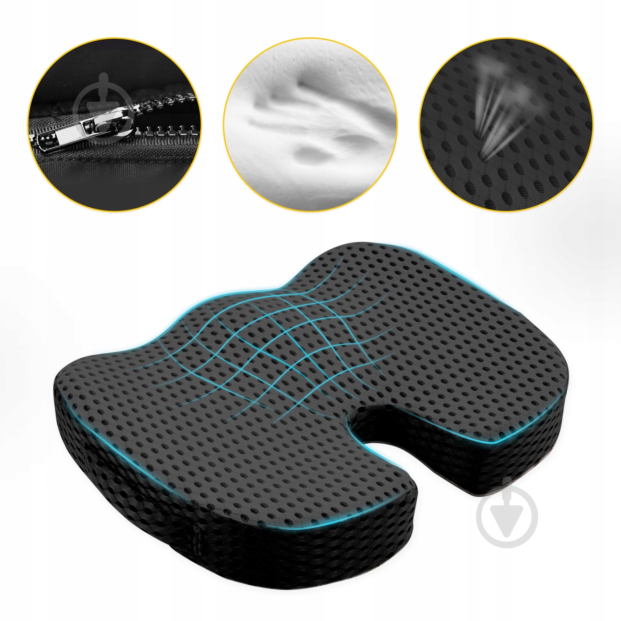 Подушка ортопедична для сидіння 35x45x7 см Black (P-5907739318794) 4fizjo 35x45 см чорний - фото 4 Подушка ортопедична для сидіння 35x45x7 см Black (P-5907739318794) 4fizjo 35x45 см чорний - фото 4