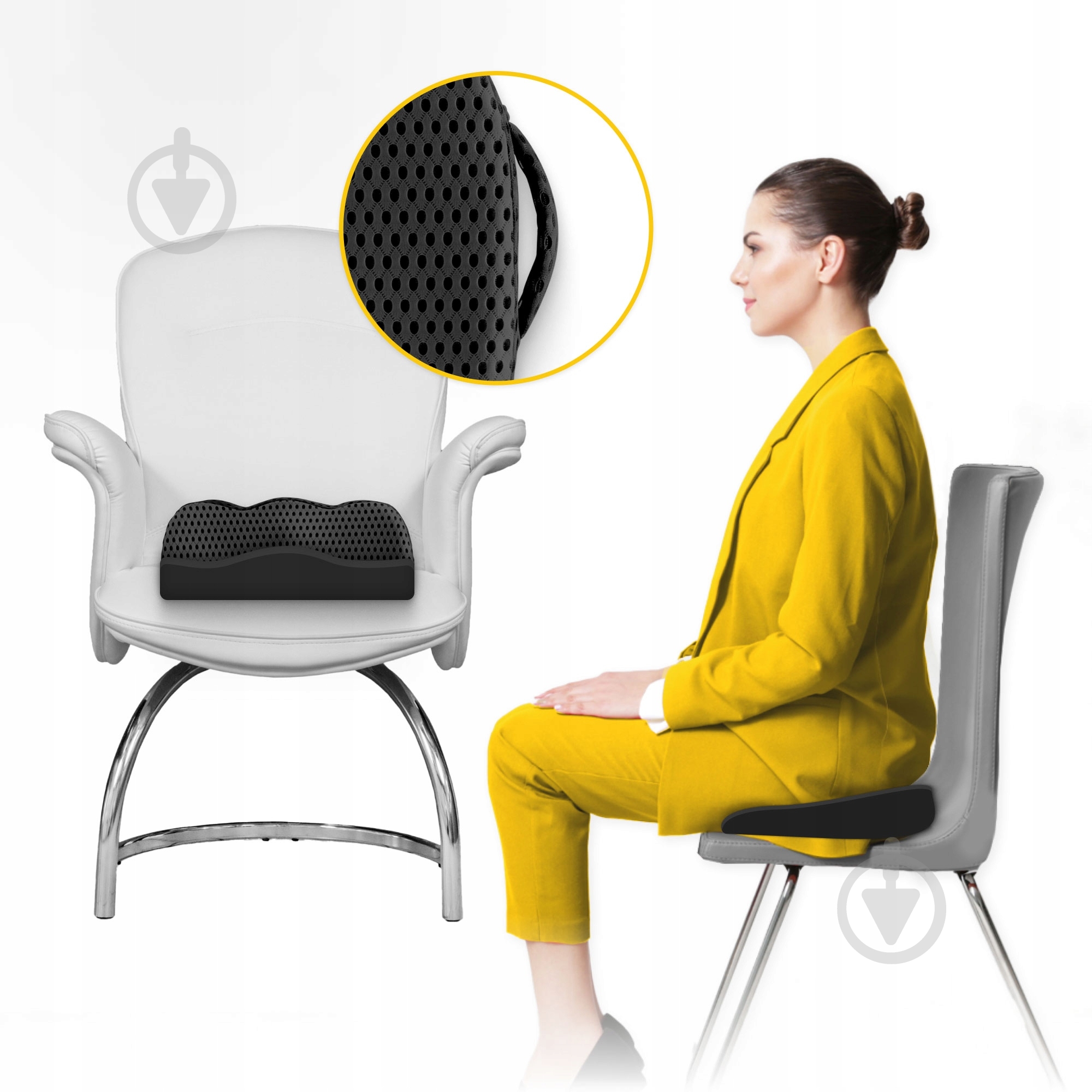 Подушка ортопедична для сидіння 35x45x7 см Black (P-5907739318794) 4fizjo 35x45 см чорний - фото 6 Подушка ортопедична для сидіння 35x45x7 см Black (P-5907739318794) 4fizjo 35x45 см чорний - фото 6